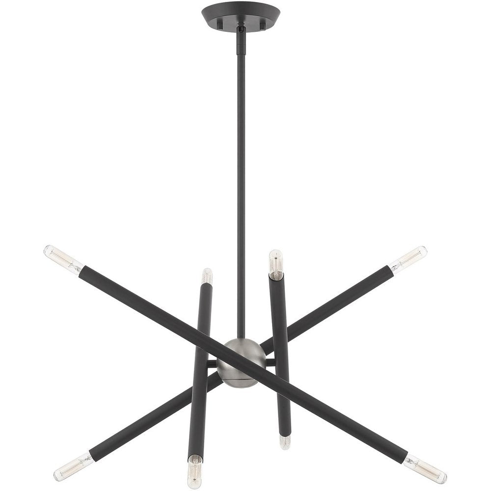 Gray Eight Light Metal Dimmable Chandelier With Shades