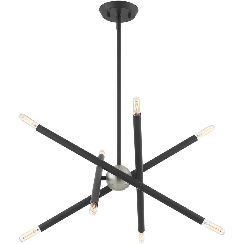 Gray Eight Light Metal Dimmable Chandelier With Shades