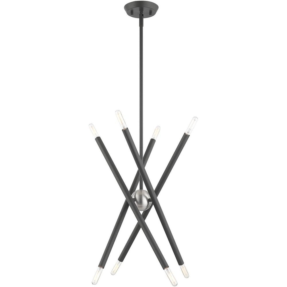 Gray Eight Light Metal Dimmable Chandelier With Shades