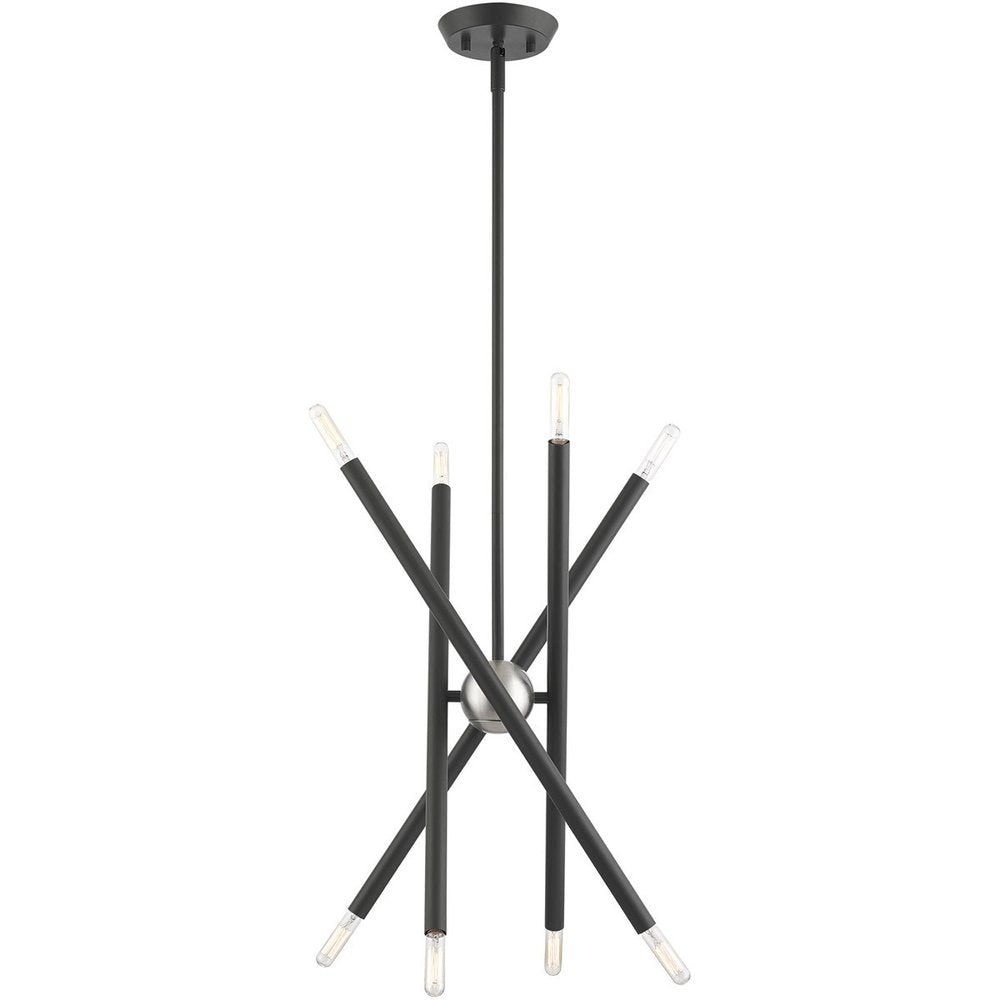Gray Eight Light Metal Dimmable Chandelier With Shades