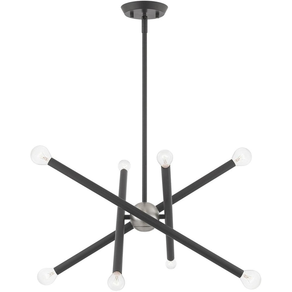 Gray Eight Light Metal Dimmable Chandelier With Shades