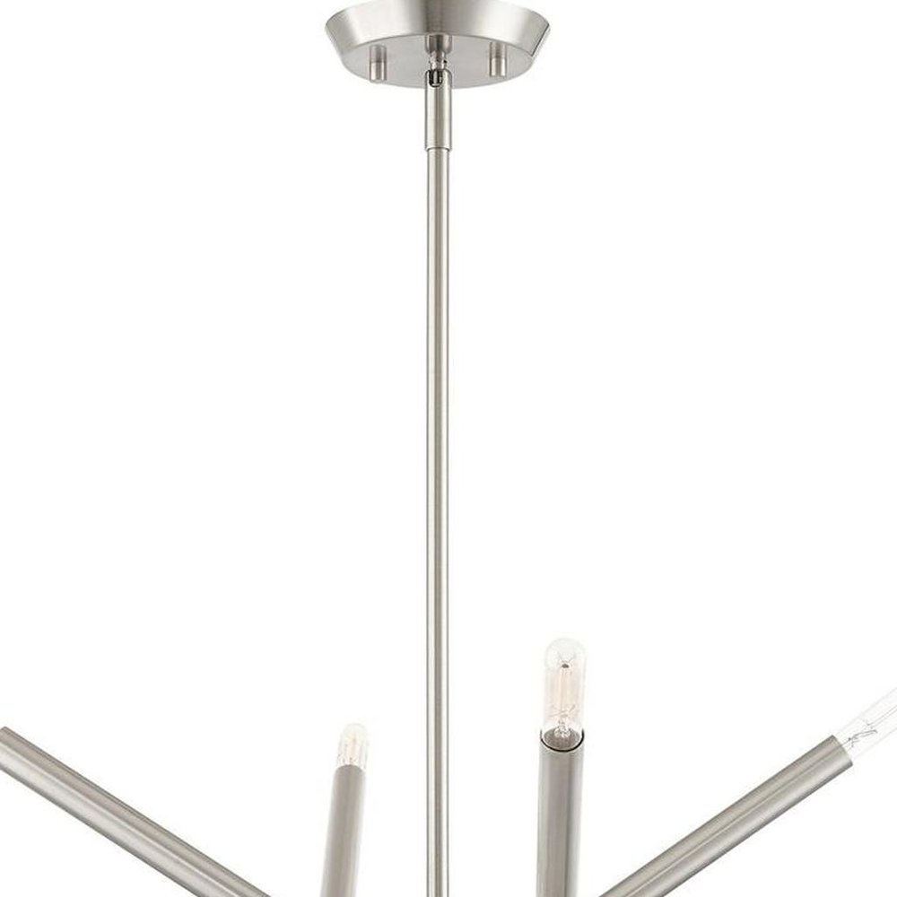 Nickel Eight Light Metal Dimmable Chandelier With Shades