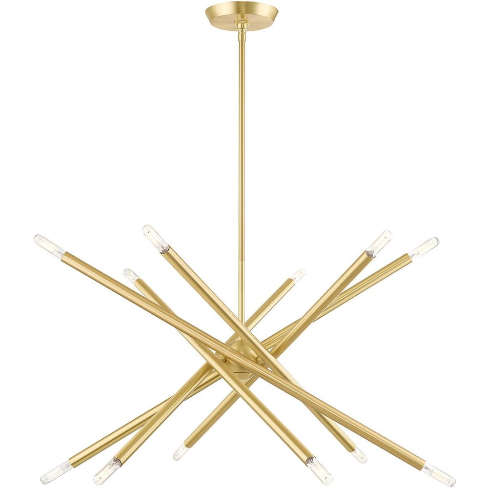 Brass Six Light Metal Dimmable Chandelier With Shades
