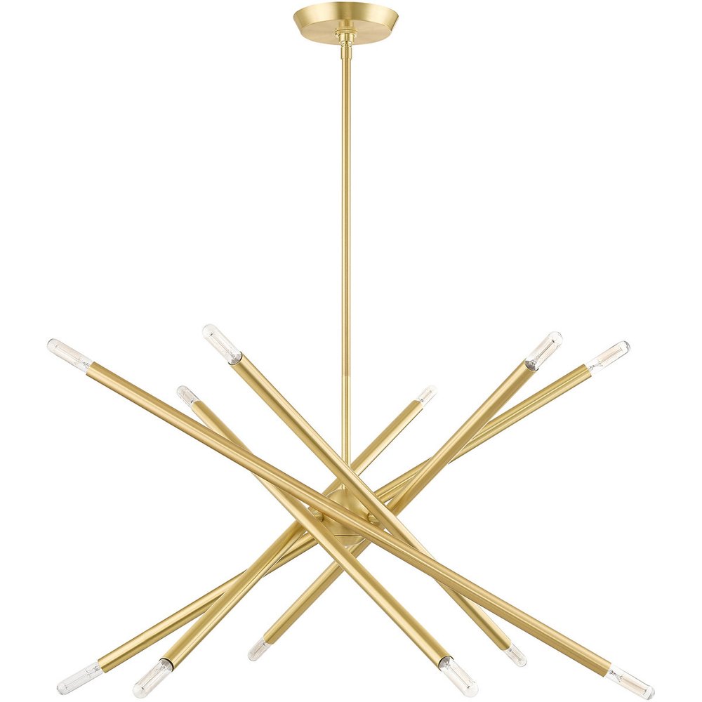 Brass Six Light Metal Dimmable Chandelier With Shades