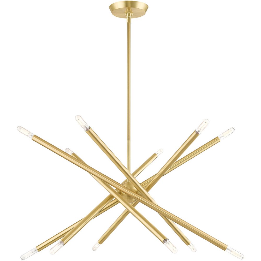 Brass Six Light Metal Dimmable Chandelier With Shades