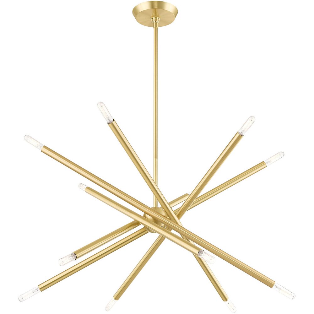 Brass Six Light Metal Dimmable Chandelier With Shades