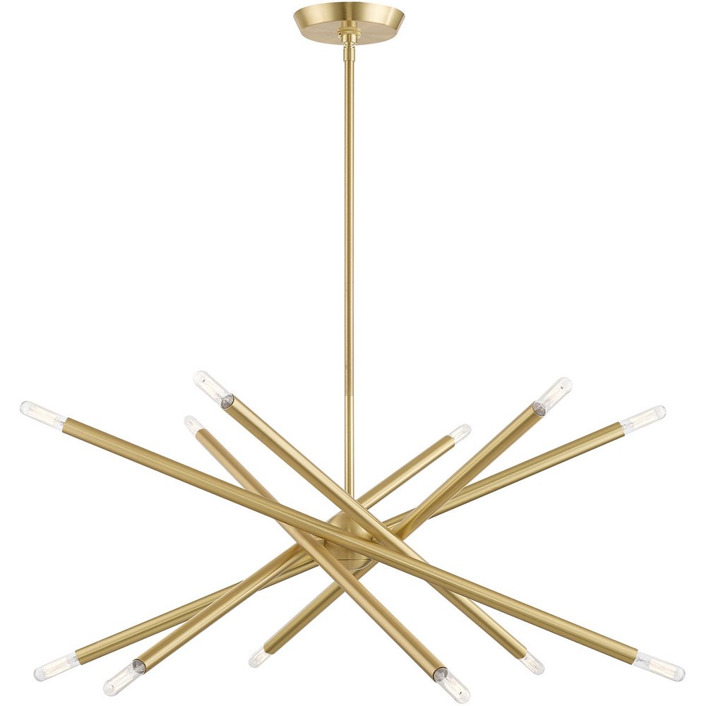 Brass Six Light Metal Dimmable Chandelier With Shades