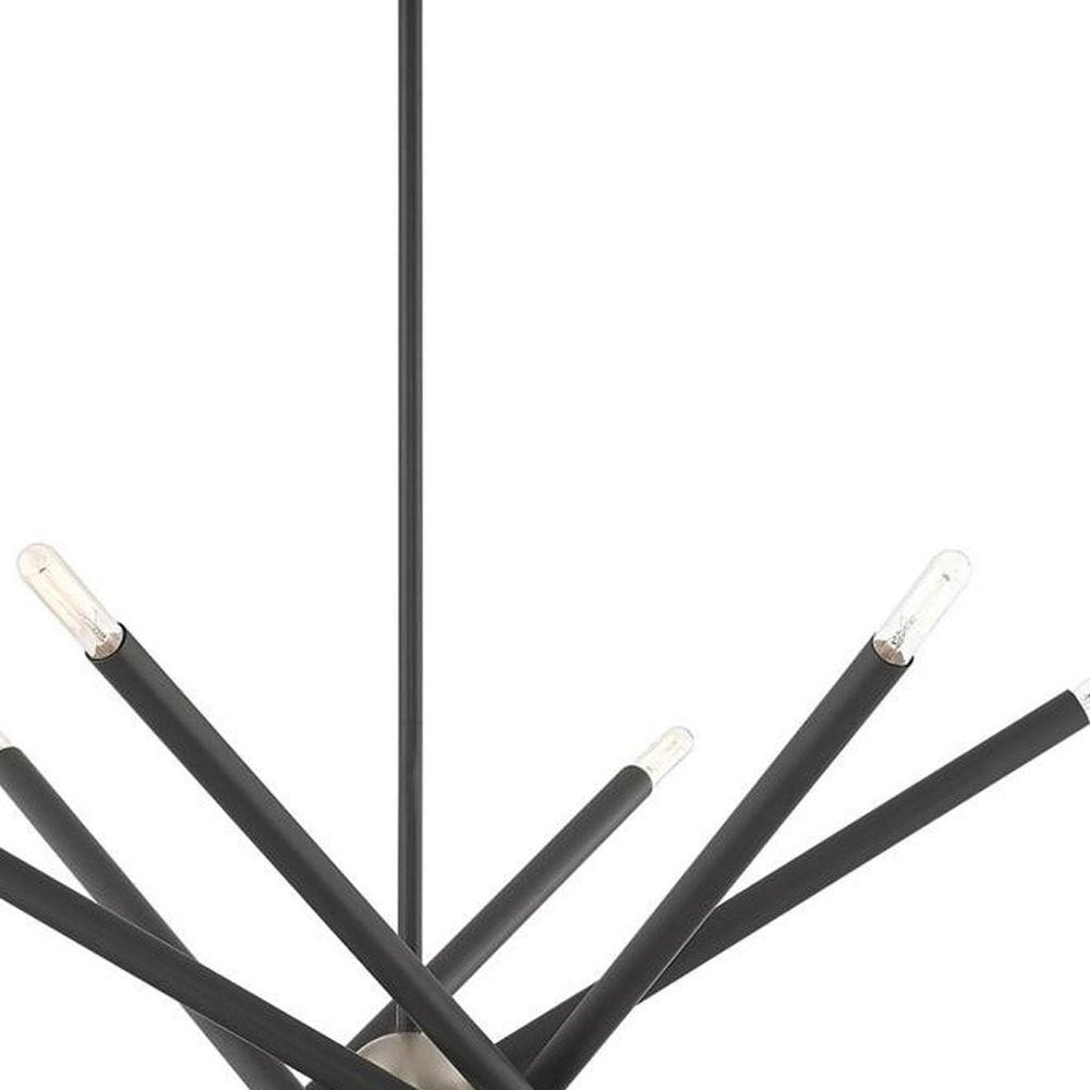Gray Six Light Metal Dimmable Chandelier With Shades