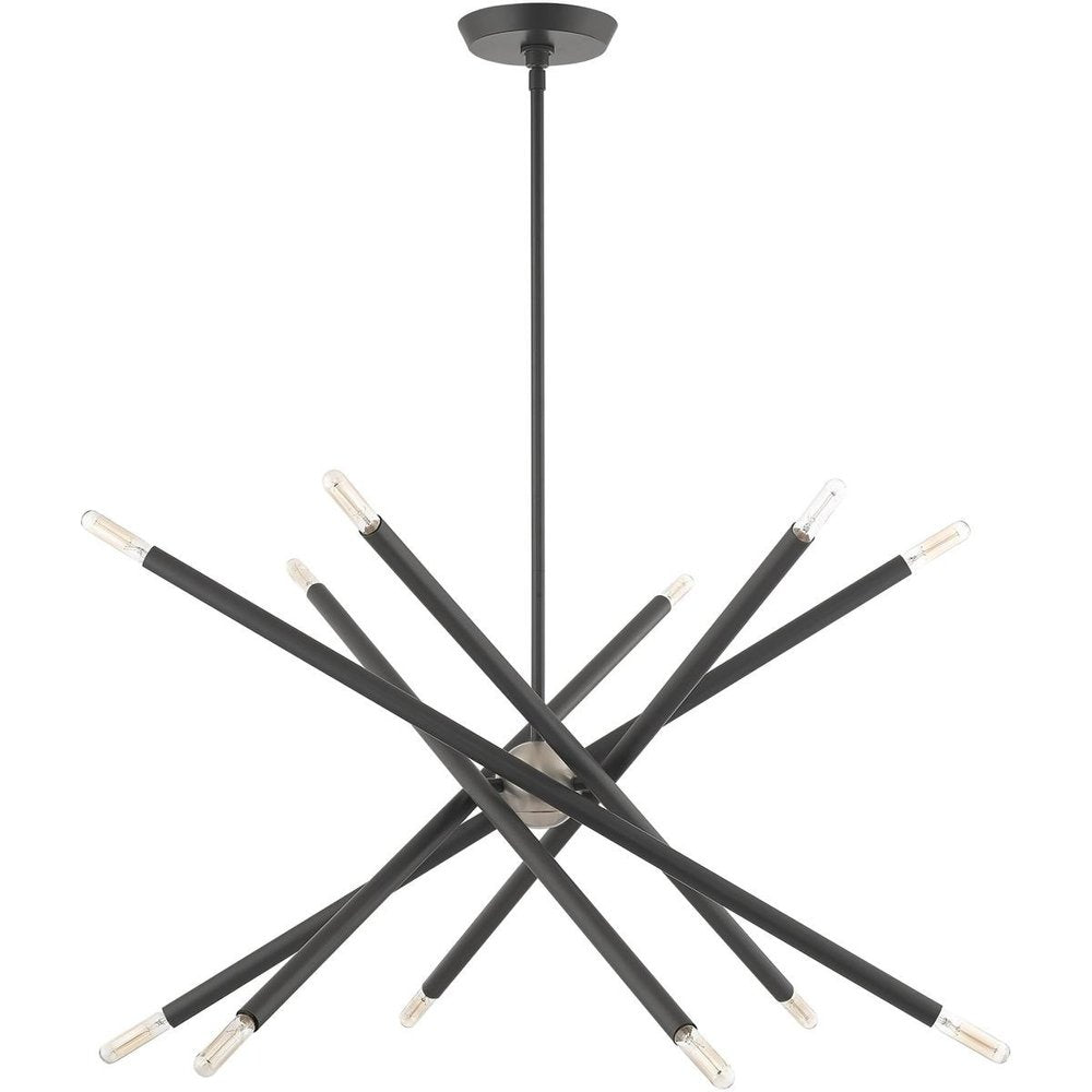 Gray Six Light Metal Dimmable Chandelier With Shades