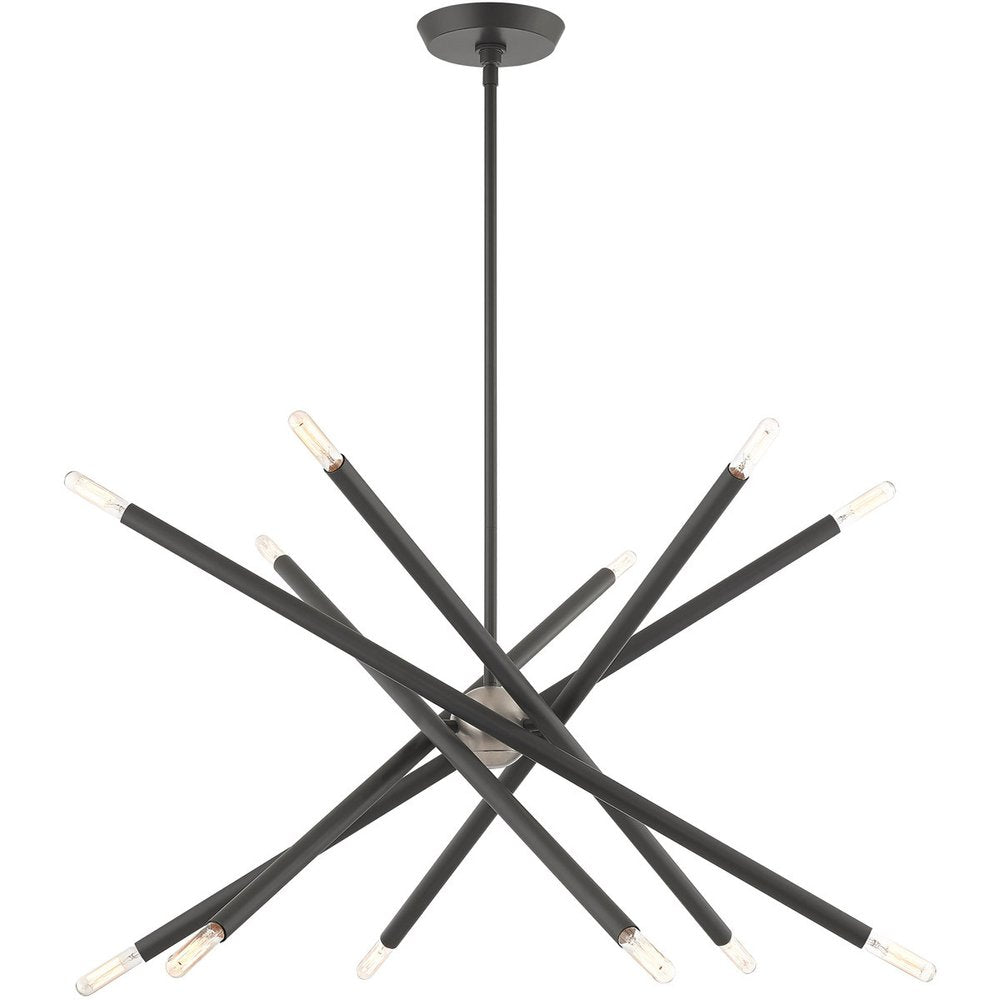 Gray Six Light Metal Dimmable Chandelier With Shades