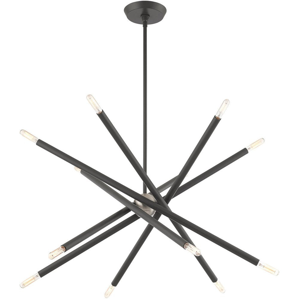 Gray Six Light Metal Dimmable Chandelier With Shades
