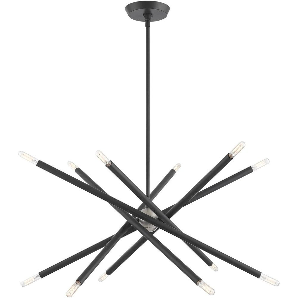 Gray Six Light Metal Dimmable Chandelier With Shades