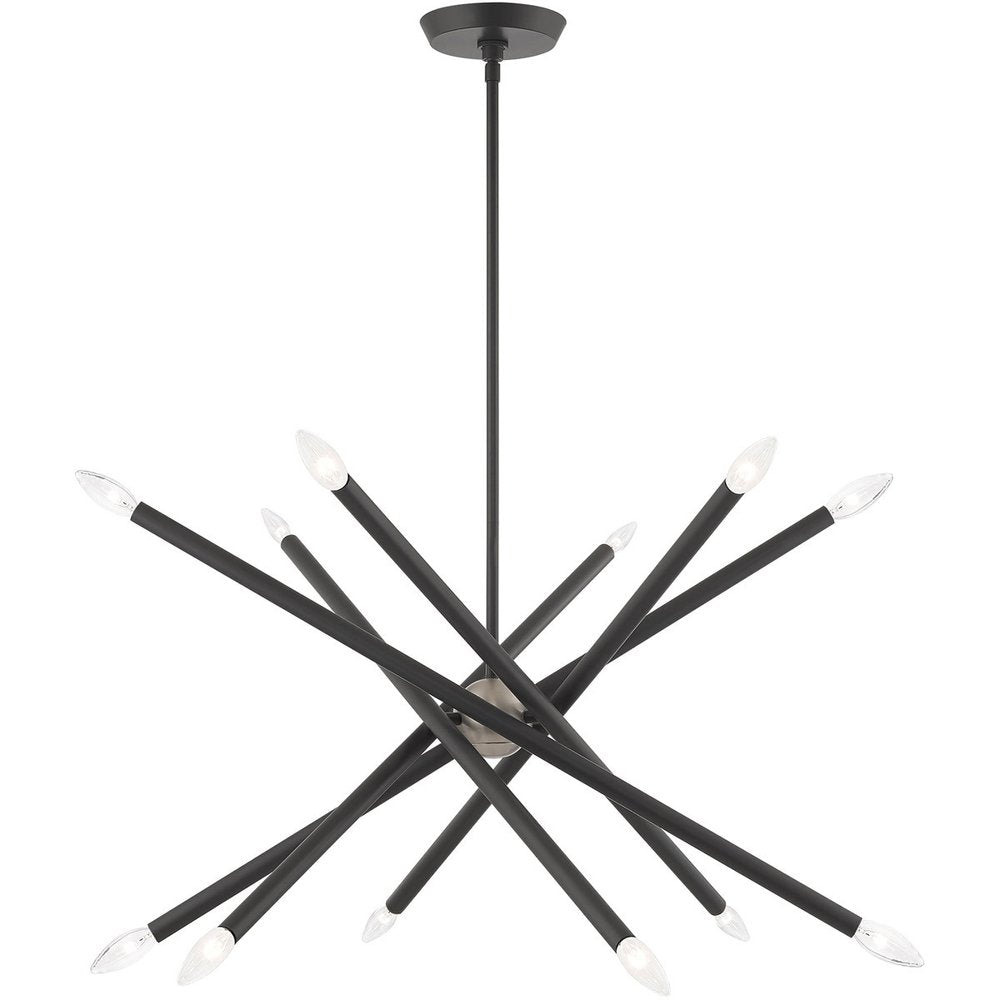 Gray Six Light Metal Dimmable Chandelier With Shades