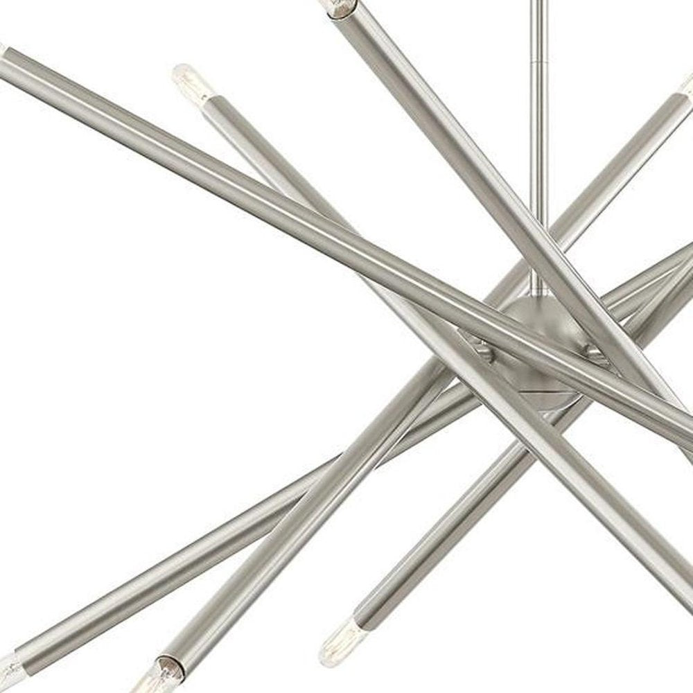 Nickel Six Light Metal Dimmable Chandelier With Shades
