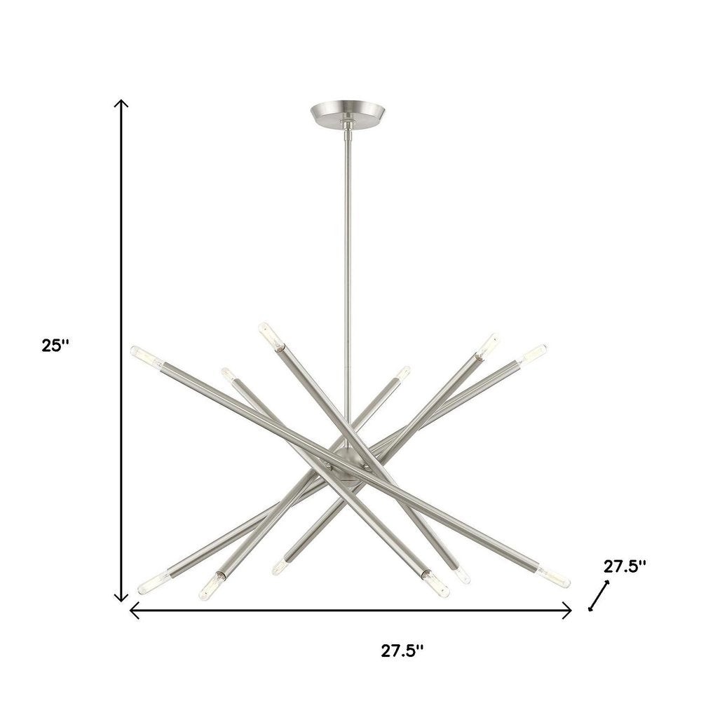 Nickel Six Light Metal Dimmable Chandelier With Shades