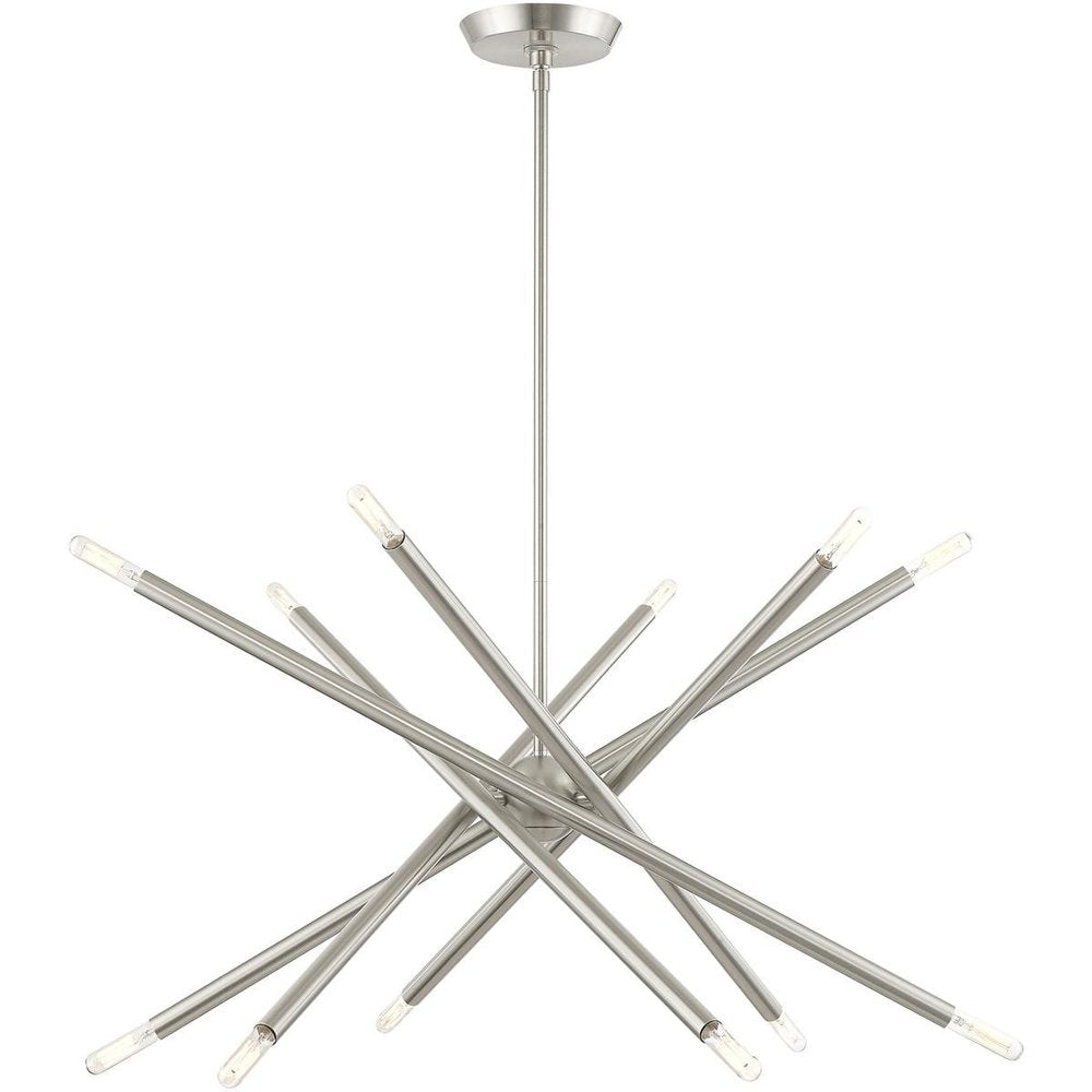 Nickel Six Light Metal Dimmable Chandelier With Shades