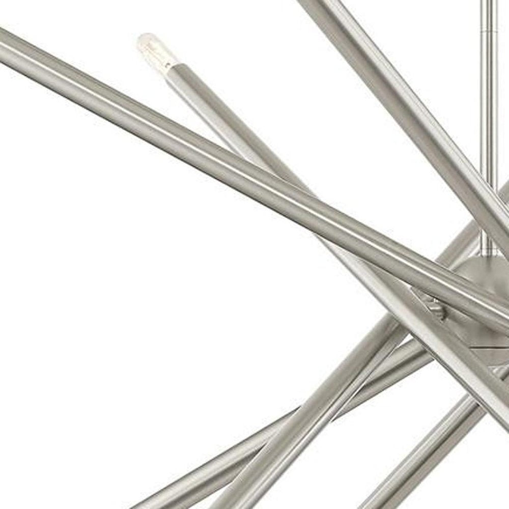 Nickel Six Light Metal Dimmable Chandelier With Shades