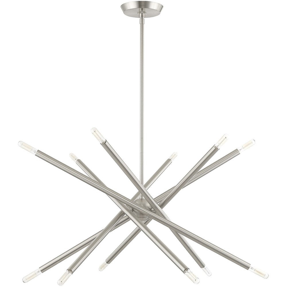 Nickel Six Light Metal Dimmable Chandelier With Shades