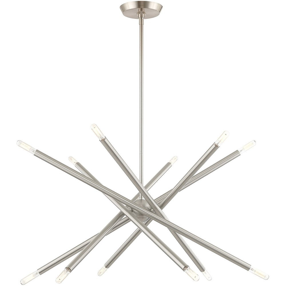 Nickel Six Light Metal Dimmable Chandelier With Shades