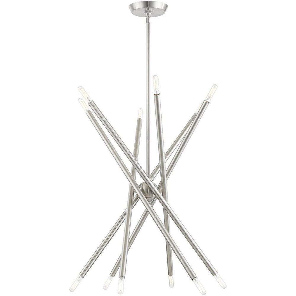 Nickel Six Light Metal Dimmable Chandelier With Shades
