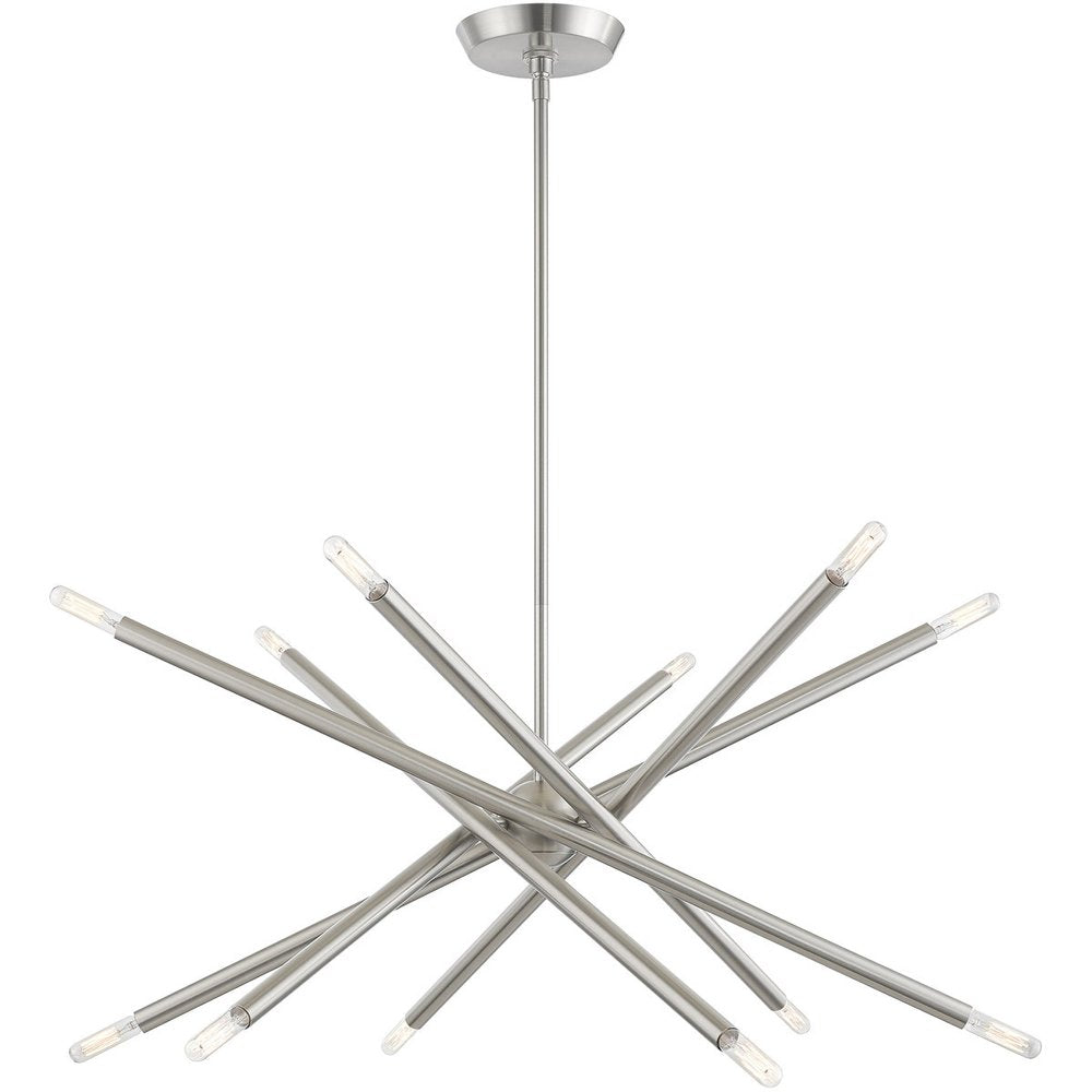 Nickel Six Light Metal Dimmable Chandelier With Shades