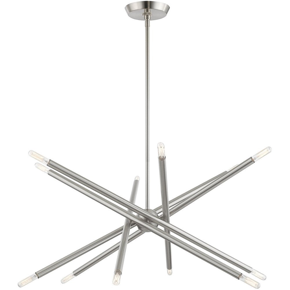 Nickel Six Light Metal Dimmable Chandelier With Shades