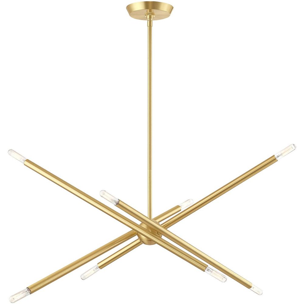 Brass Eight Light Metal Dimmable Chandelier With Shades