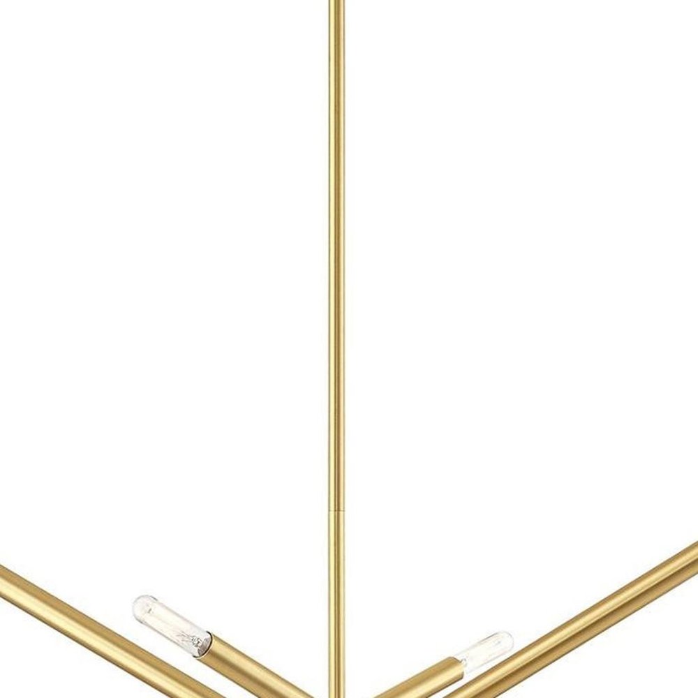 Brass Eight Light Metal Dimmable Chandelier With Shades