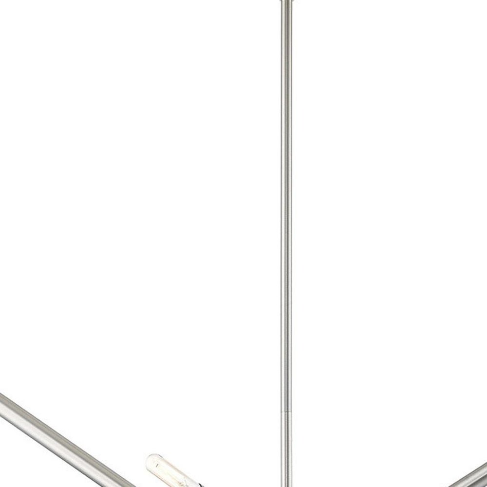 Nickel Eight Light Metal Dimmable Chandelier With Shades