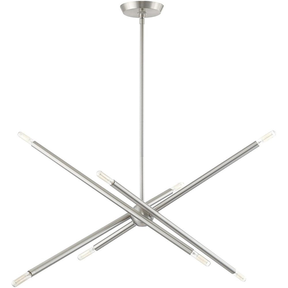 Nickel Eight Light Metal Dimmable Chandelier With Shades
