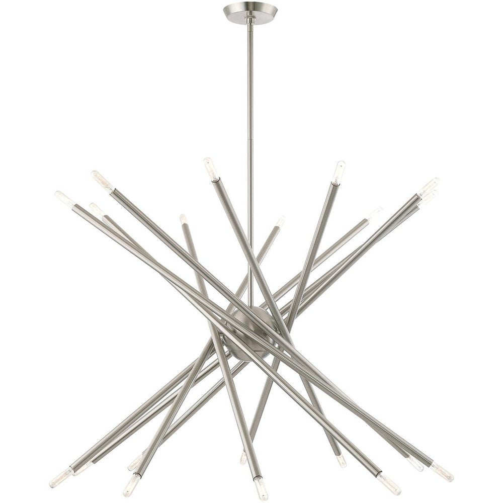 Nickel Multi Light Metal Dimmable Chandelier With Shades