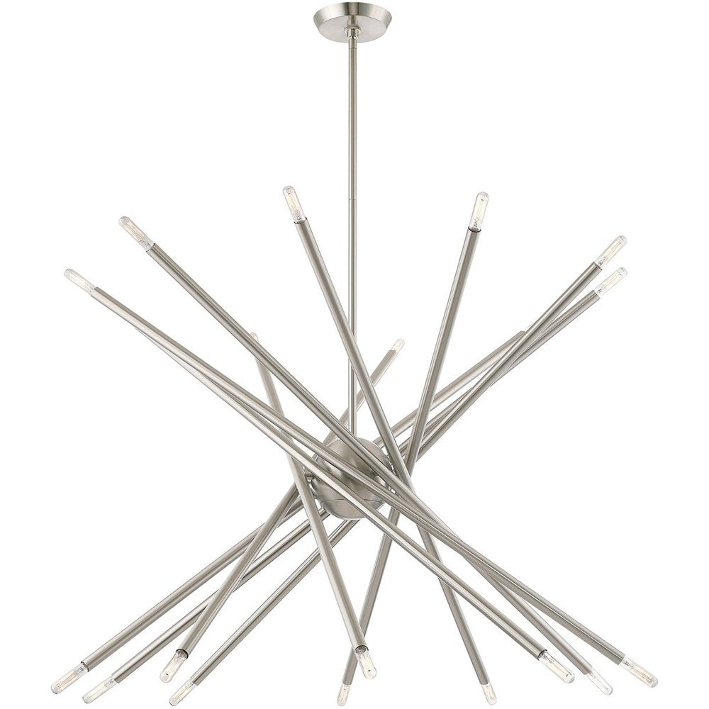 Nickel Multi Light Metal Dimmable Chandelier With Shades