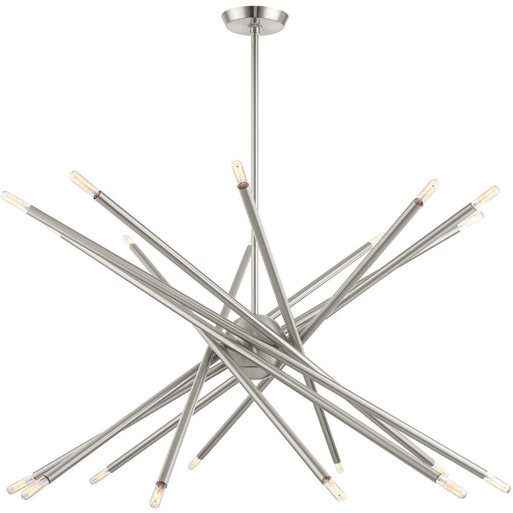 Nickel Multi Light Metal Dimmable Chandelier With Shades