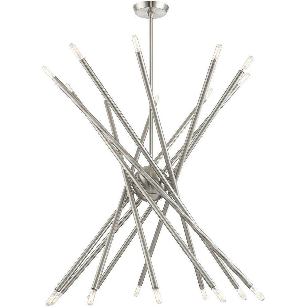 Nickel Multi Light Metal Dimmable Chandelier With Shades