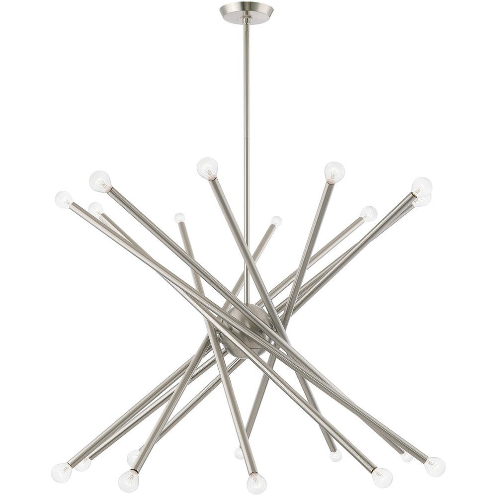 Nickel Multi Light Metal Dimmable Chandelier With Shades
