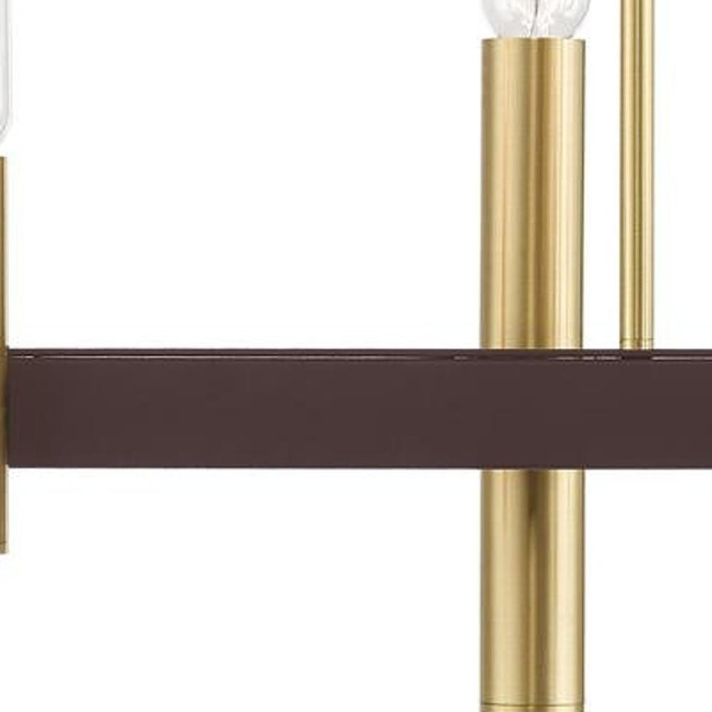 Bronze Four Light Metal Dimmable Chandelier With Shades