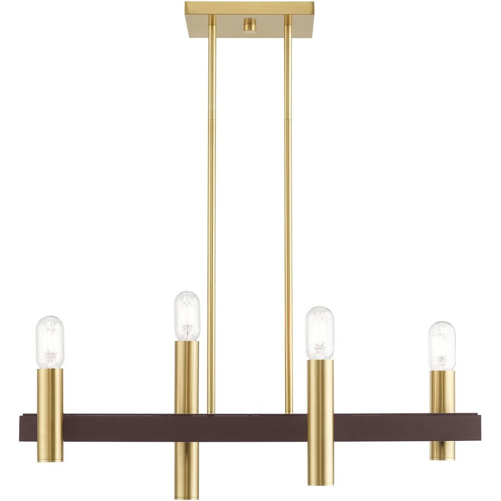 Bronze Four Light Metal Dimmable Chandelier With Shades