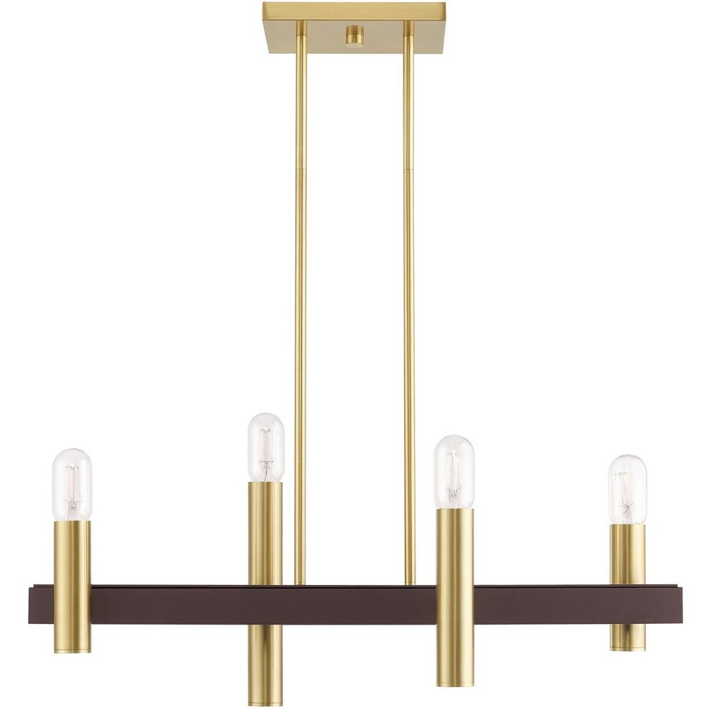 Bronze Four Light Metal Dimmable Chandelier With Shades