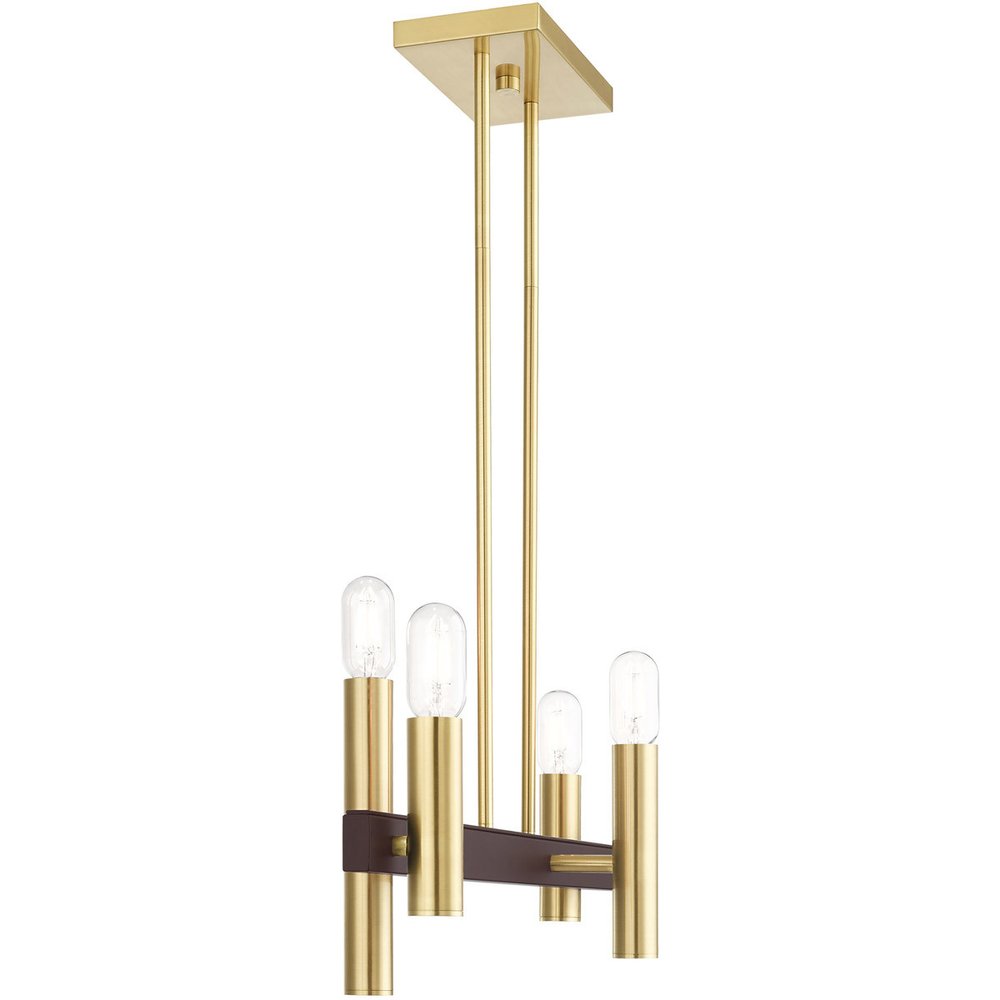 Bronze Four Light Metal Dimmable Chandelier With Shades