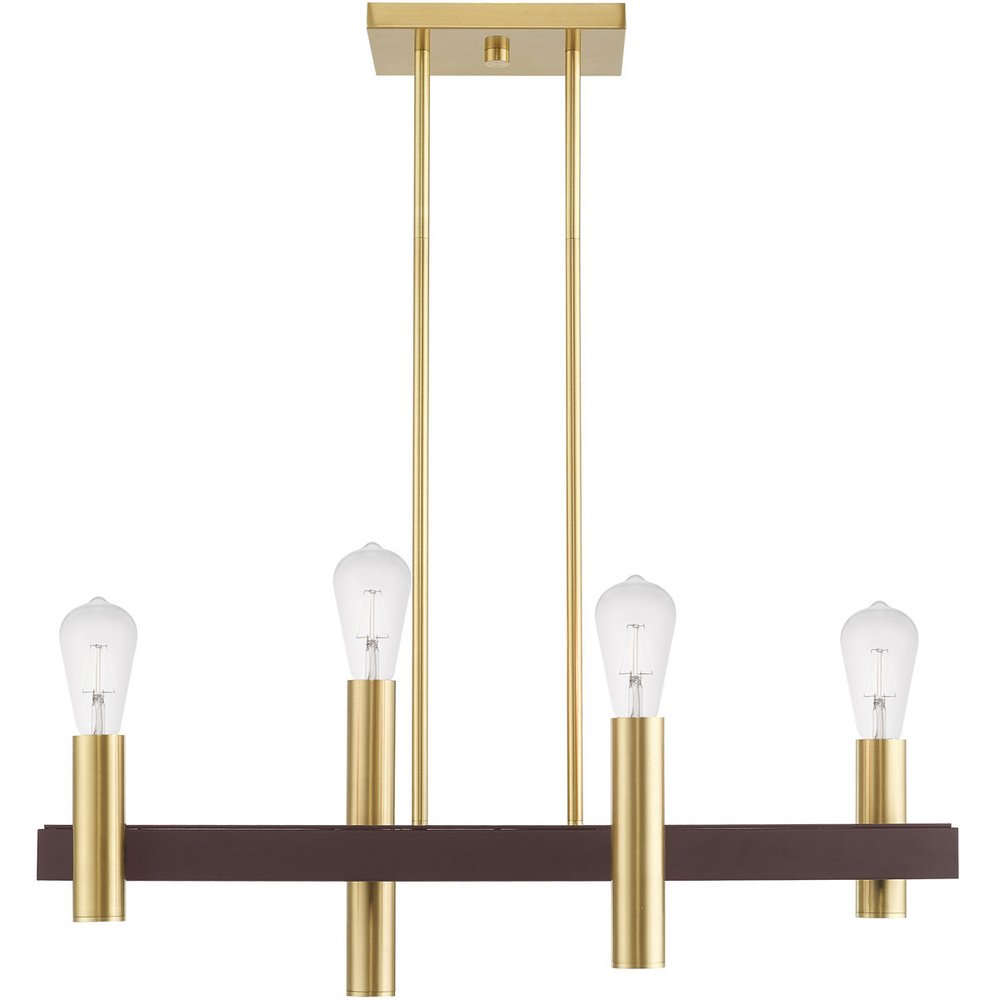 Bronze Four Light Metal Dimmable Chandelier With Shades