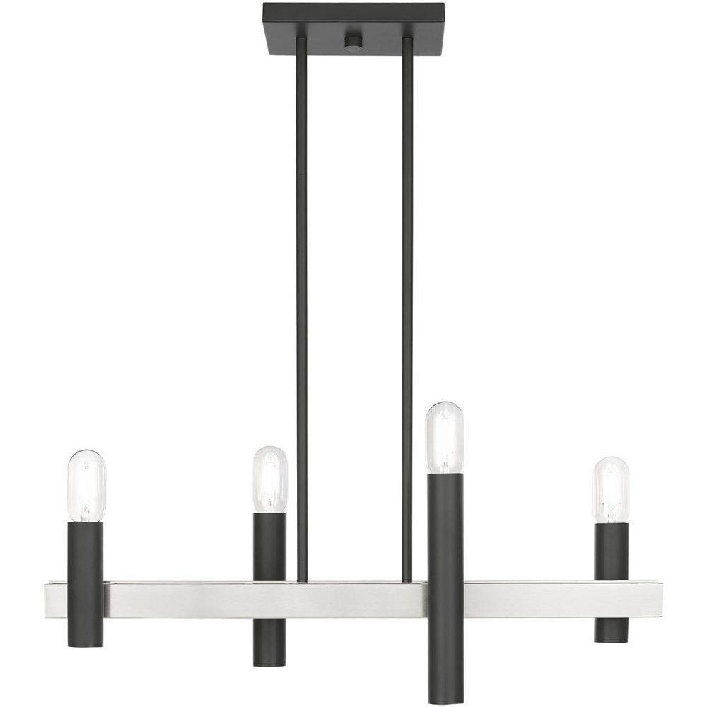 Nickel Four Light Metal Dimmable Chandelier With Shades