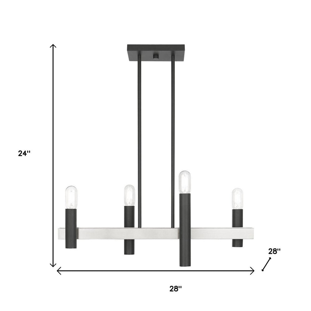 Nickel Four Light Metal Dimmable Chandelier With Shades