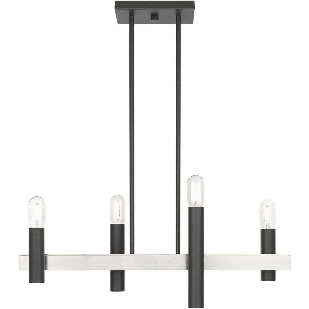 Nickel Four Light Metal Dimmable Chandelier With Shades