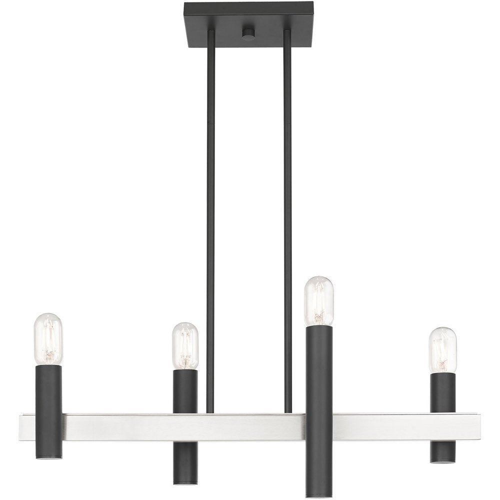 Nickel Four Light Metal Dimmable Chandelier With Shades