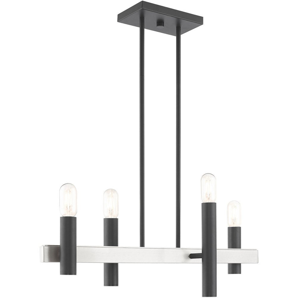 Nickel Four Light Metal Dimmable Chandelier With Shades