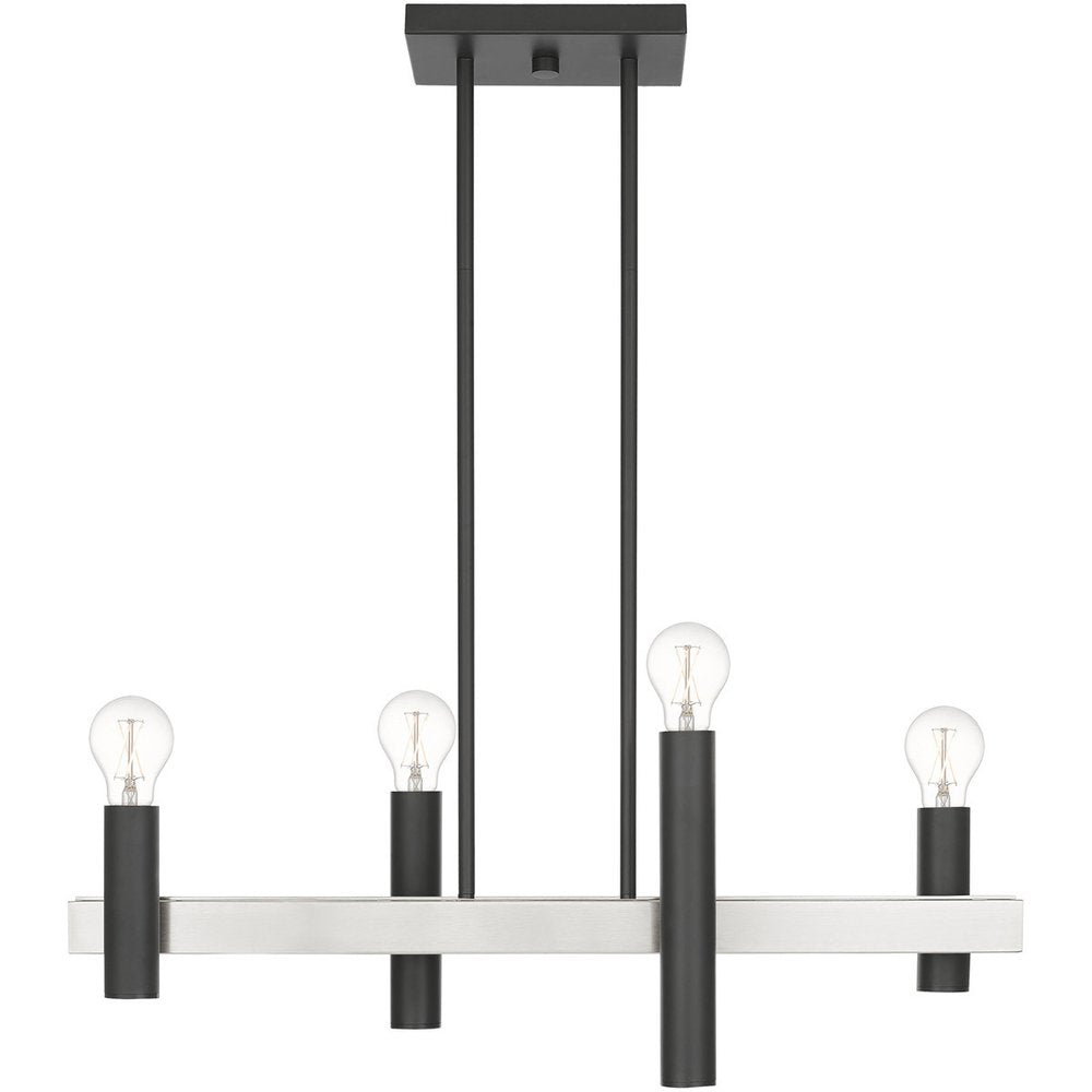 Nickel Four Light Metal Dimmable Chandelier With Shades