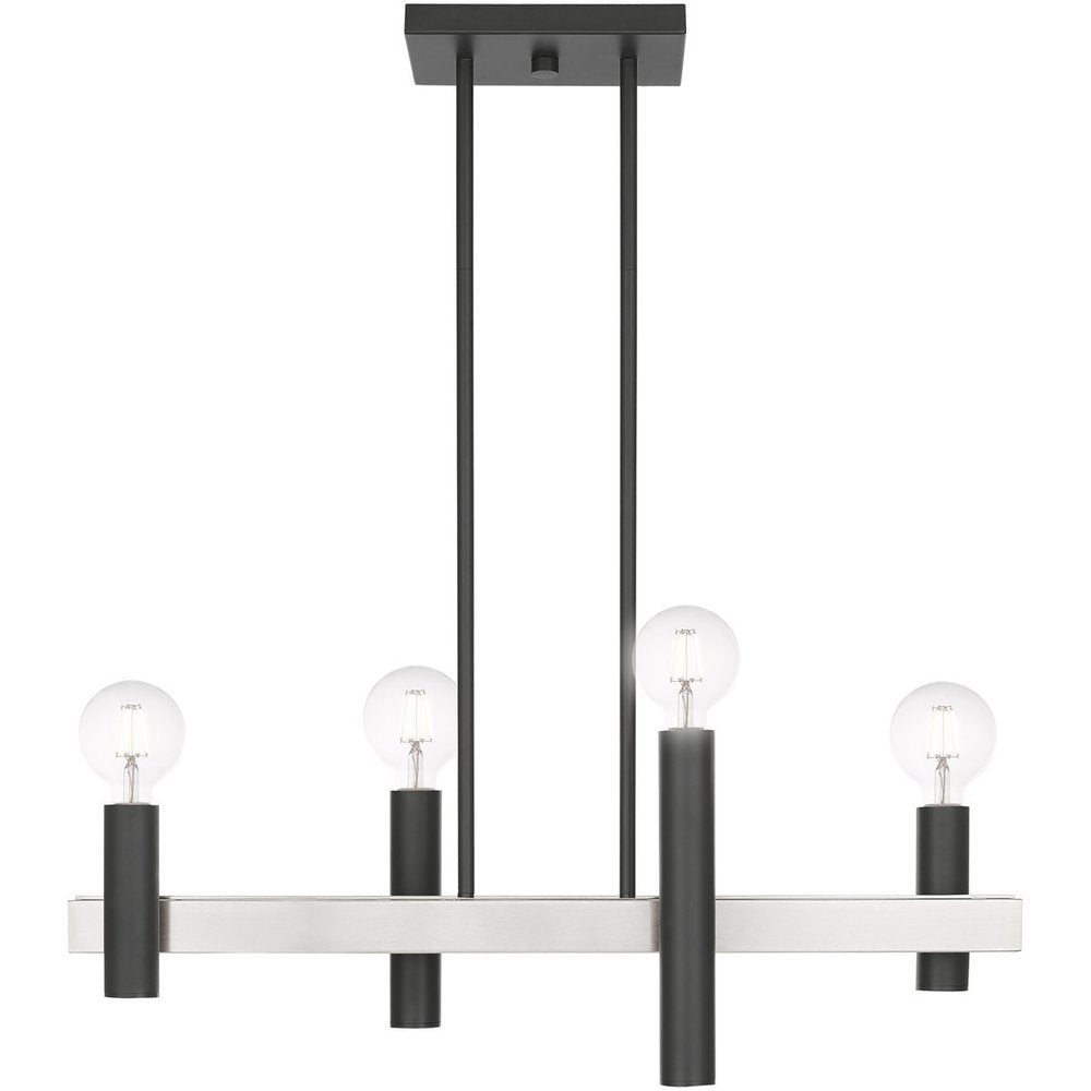 Nickel Four Light Metal Dimmable Chandelier With Shades