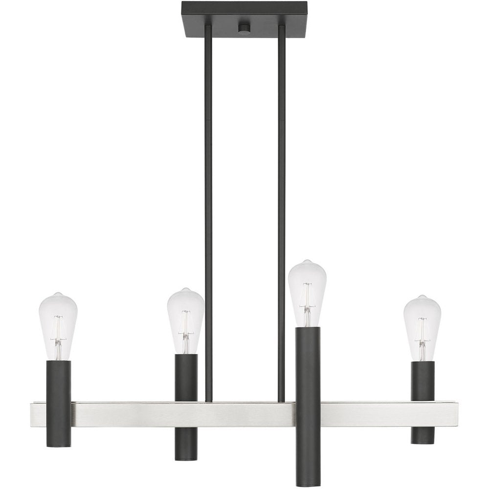 Nickel Four Light Metal Dimmable Chandelier With Shades