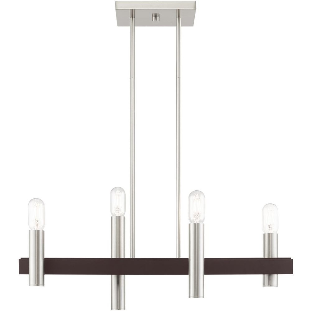 Bronze Four Light Metal Dimmable Chandelier With Shades