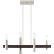 Bronze Four Light Metal Dimmable Chandelier With Shades